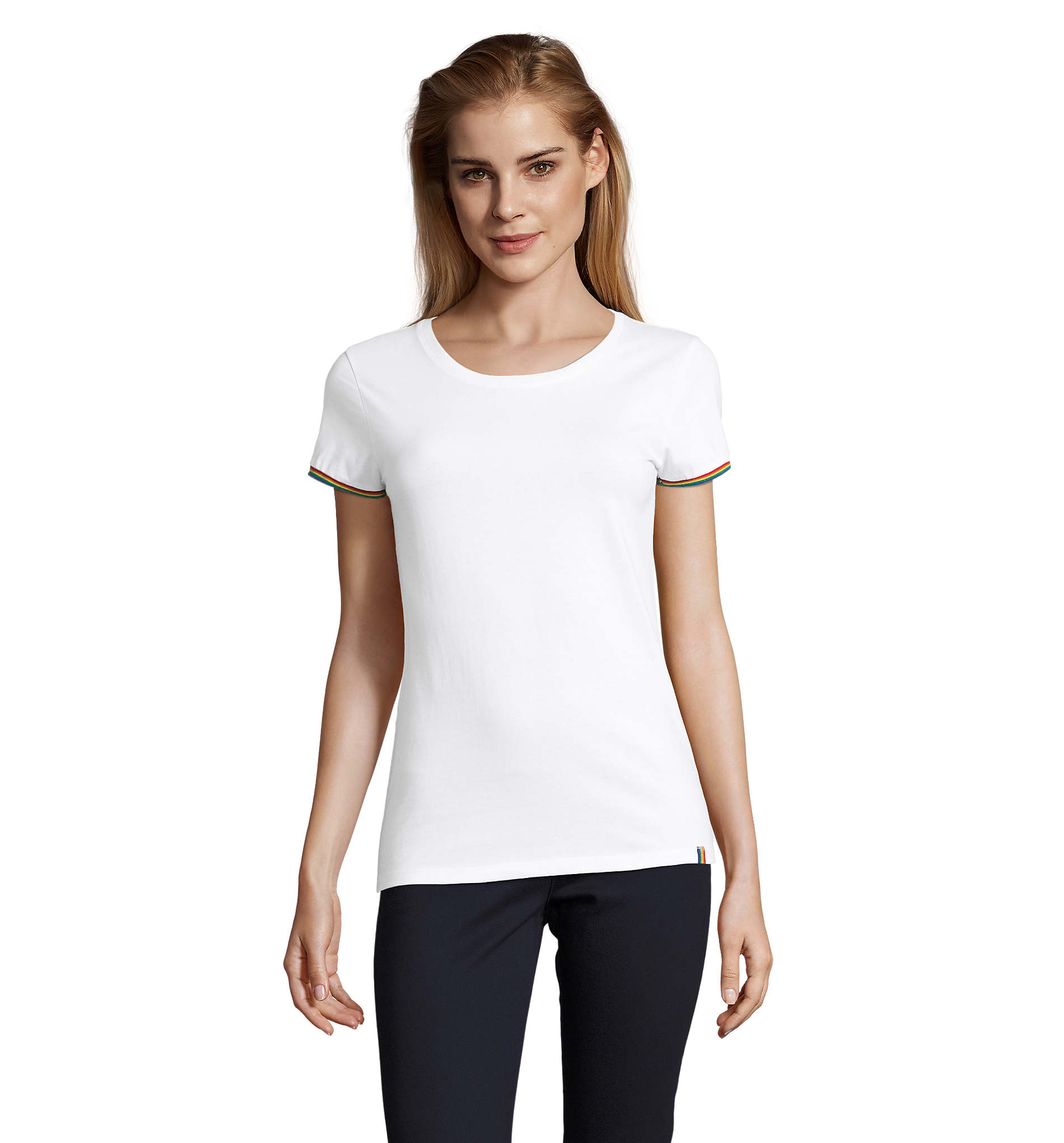 RAINBOW WOMEN - Camiseta Mujer Manga Corta Acabados Colores